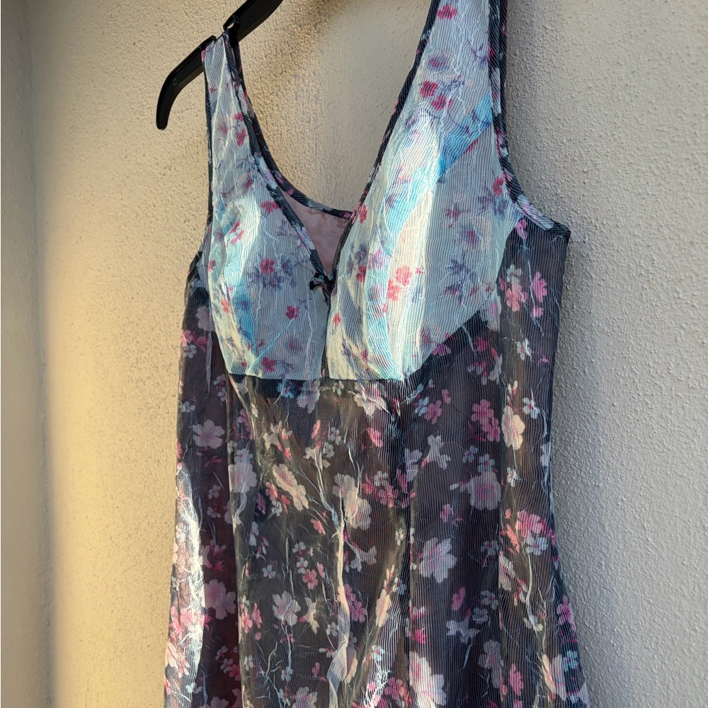 Anna Sui Blue and Black Floral Chemise size 2 - Picture 7 of 13